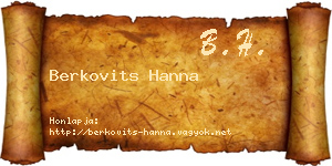 Berkovits Hanna névjegykártya